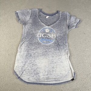 Techstyles T-Shirt Women L Blue UCSB Santa Barbara Burnout V-Neck Short Sleeve